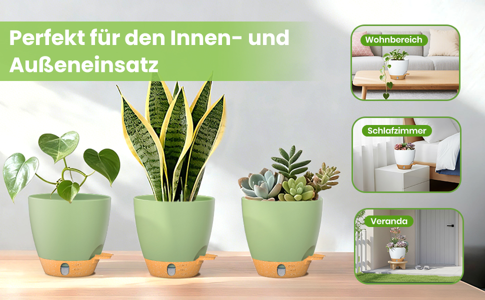 Набір горщиків для квітів ZMTECH 25 см з підставкою, пластикові, самополив, індикатор рівня води, для дому та саду (2 шт.)