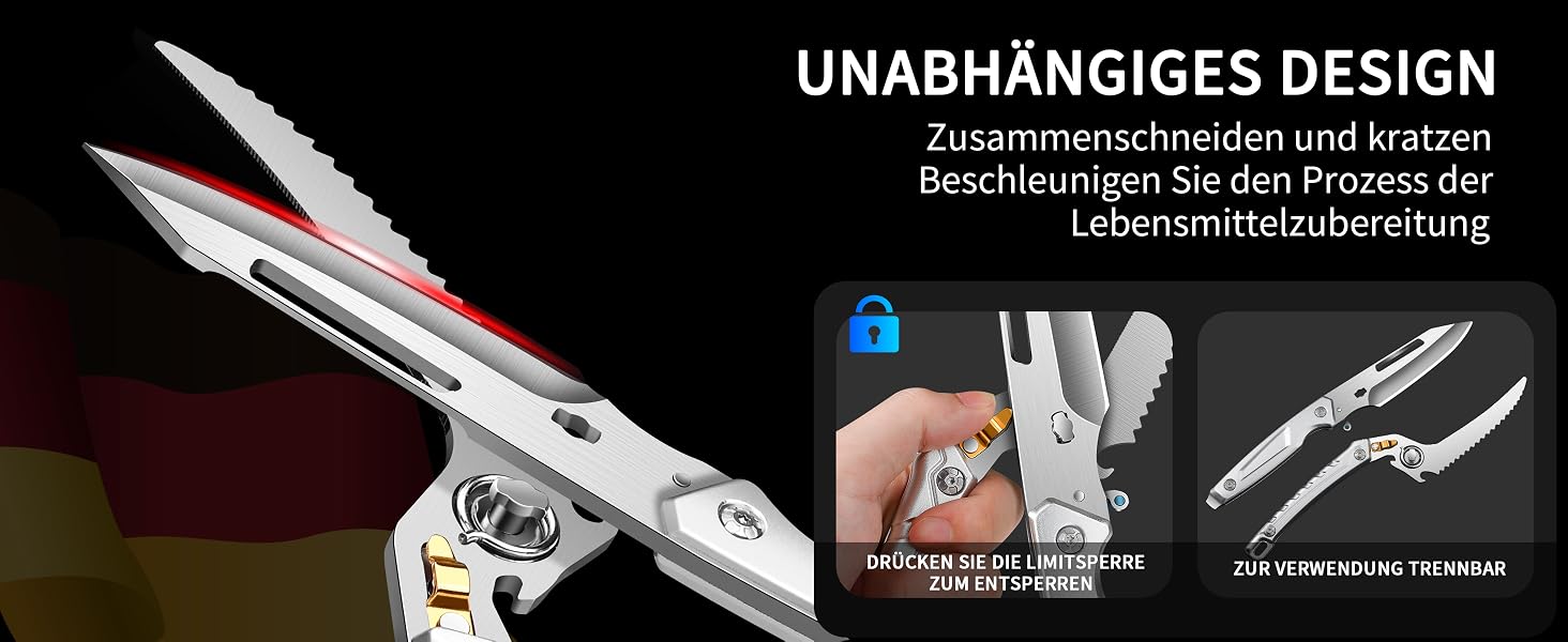 Кухонні ножиці для птиці та м'яса Heavy Duty: гострі ножиці для кісток, овочів та морепродуктів, розбірні, коричневі