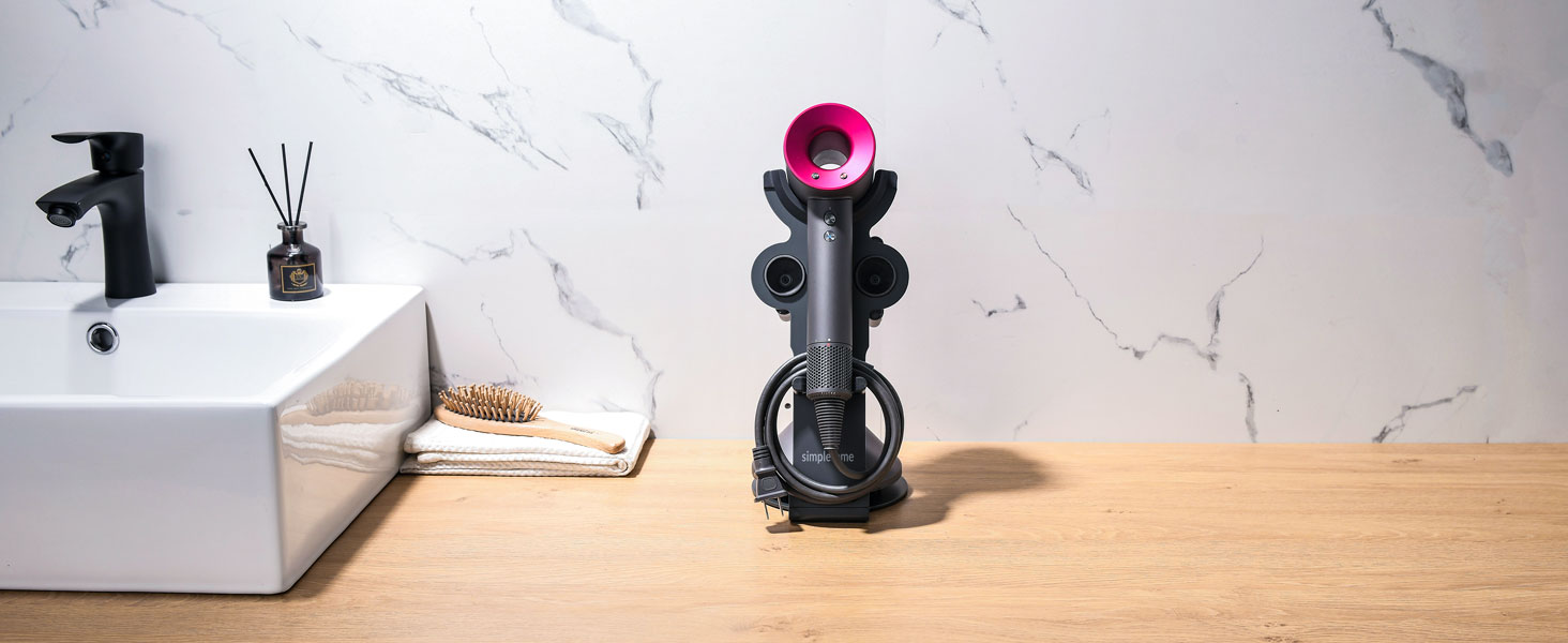 Універсальний тримач для фена simpletome зі сталі для Dyson та інших, серія для ванної кімнати (GREY)