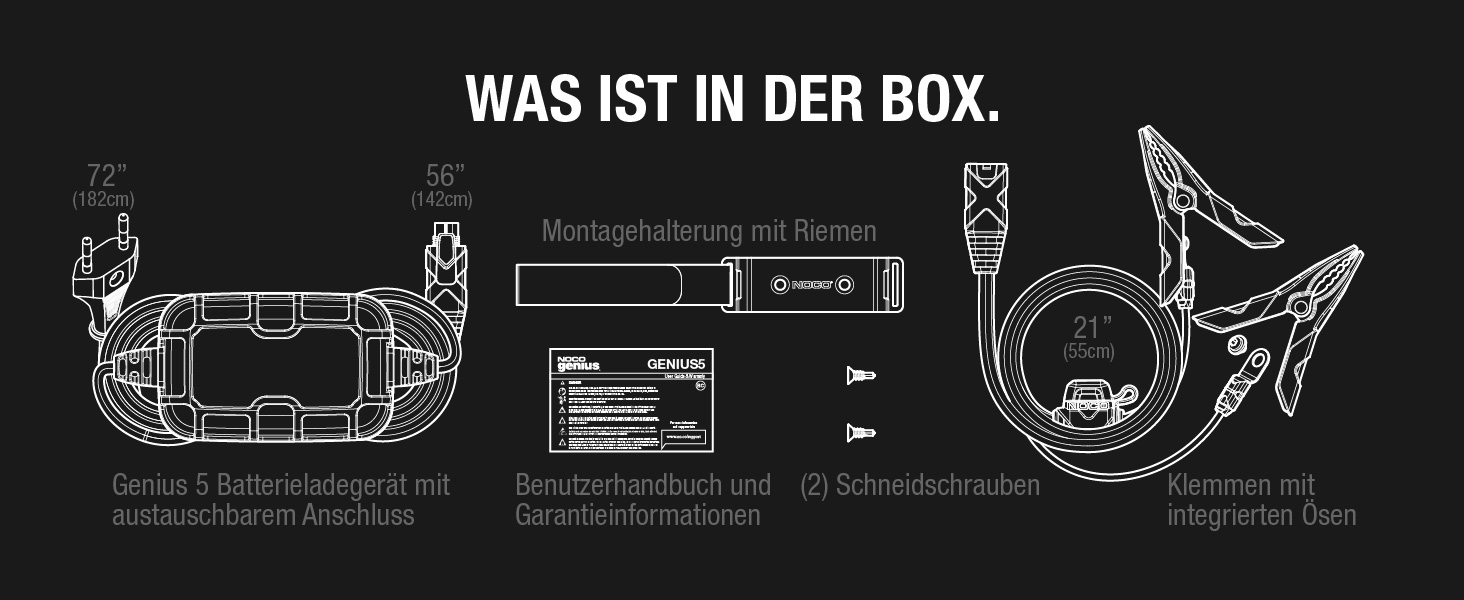 NOCO Genius 5: Інтелектуальне зарядне пристрій для акумуляторів 5A 6V/12V – Автоматичний зарядний пристрій, десульфатор з захистом від перезаряду та температурною компенсацією – Для свинцево-кислотних та літієвих акумуляторів