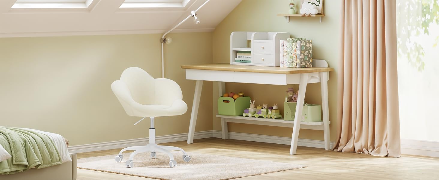 Дитячий ергономічний стілець WOLTU для столу, туалетного столика, офісу, регульована висота, оксамит, світло-фіолетовий