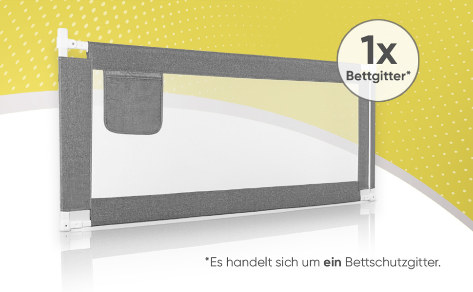 Захисний бортик для ліжка дитячий Bettgitter 200 см, сірий - запобігає випаданню, одна сторона, з інструкцією