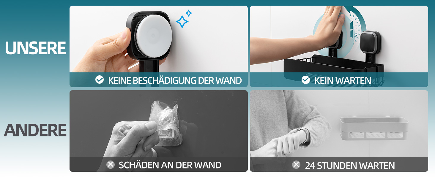 Корзина для душу TAILI з нержавіючої сталі, без свердління, чорна, 2 шт.