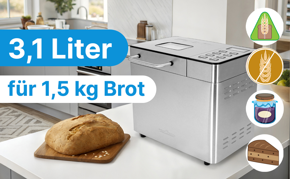 Хлібопічка ProfiCook PC BBA 1282 з таймером, 13 програм, регулювання кольору скоринки