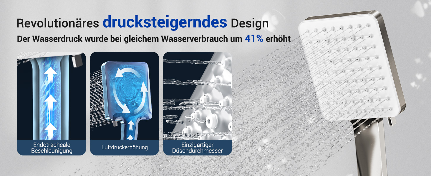 Насадка для душу Newentor з 6 режимами, велика, економна, високого тиску, позолочена (з шлангом 1,5 м)