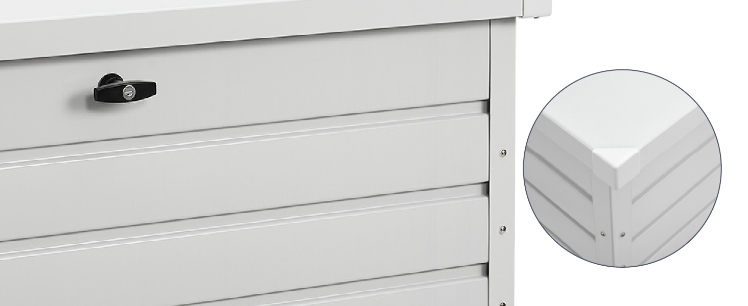 Ящик для зберігання вуличний Juskys Metall Limani 380л - водонепроникний, з замком - для саду, подушок, меблів (білий)