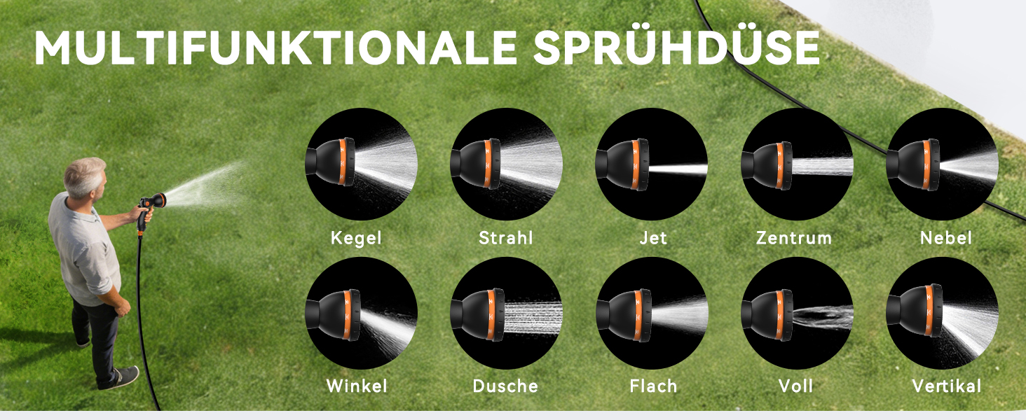 Шланговий барабан SUNPOW настінний 30м для саду, тераси та двору. Автоматичний намотувач, поворотна стіна, 10 функцій розпилення. Діаметр 16 мм.