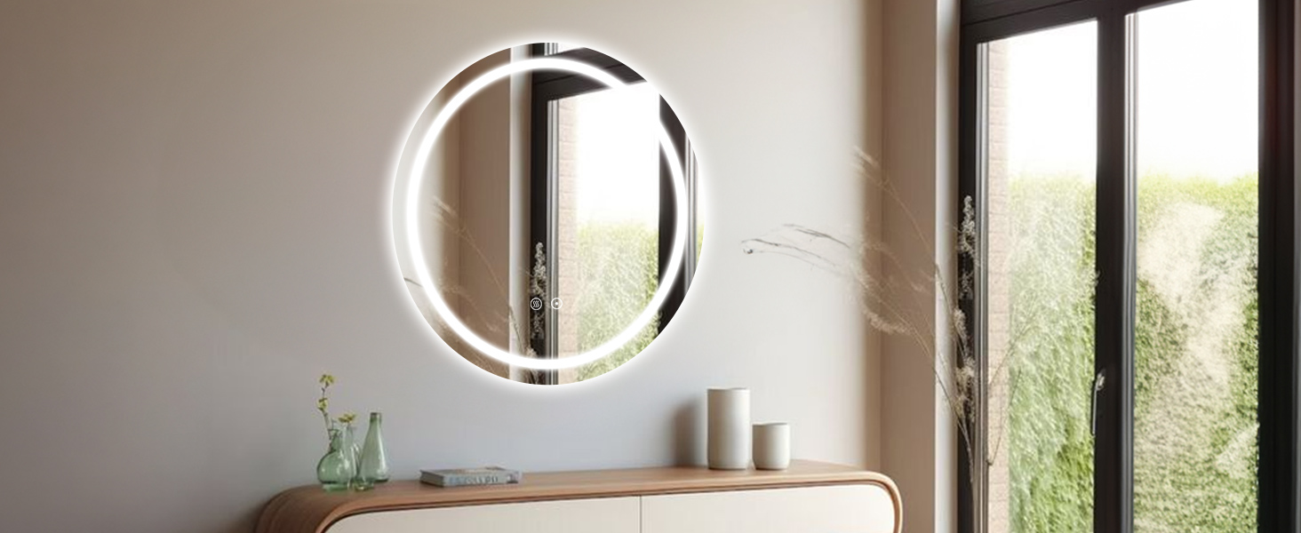 LED дзеркало для ванної кімнати 60x80 см з підсвічуванням, 3 кольори, регулювання яскравості, протитуманне покриття, сенсорне управління