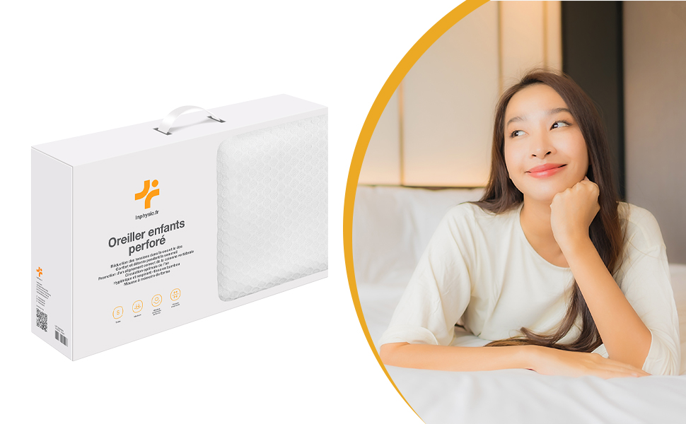 Дитяча подушка Inphysio з Memory Foam: бамбукова тканина, гіпоалергенна, 50x30x5.5 см, кремовий колір