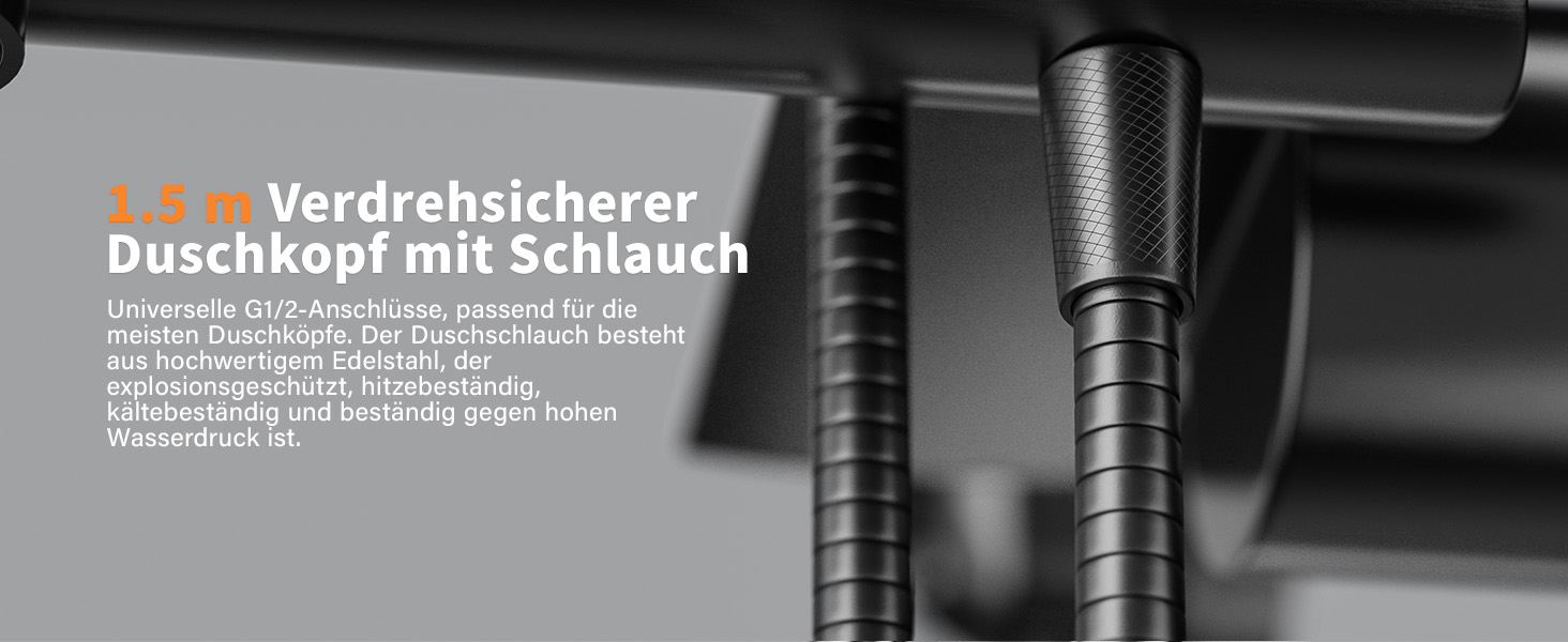 Фільтр для душу Cobbe з шлангом, високонапірна ручна лійка з 20-ступеневою фільтрацією, економна лійка з 6 режимами, підвищувач тиску для жорсткої води, чорний, 6 режимів, шланг