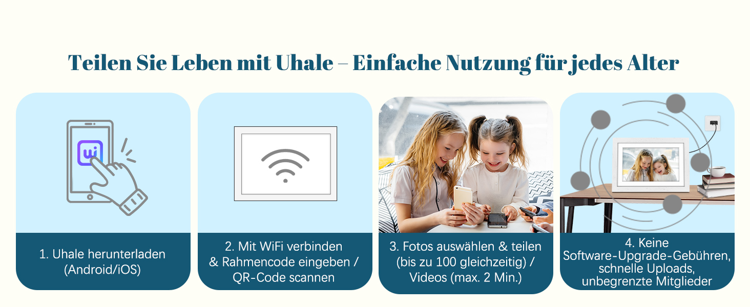 Цифровий фоторамка Eptusmey 10.1 дюймів з Wi-Fi, дуб, 32GB, IPS Touchscreen, відтворення фото/відео через Uhale APP, подарунок для чоловіків та жінок, білий