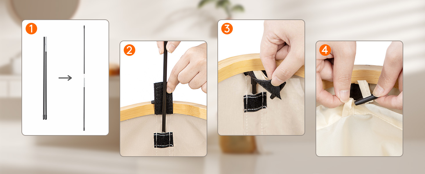 Кошик для білизни Lifewit 50L з кришкою, бамбуковий, з ручкою, для квартири, гуртожитку, кемпінгу, бежевий