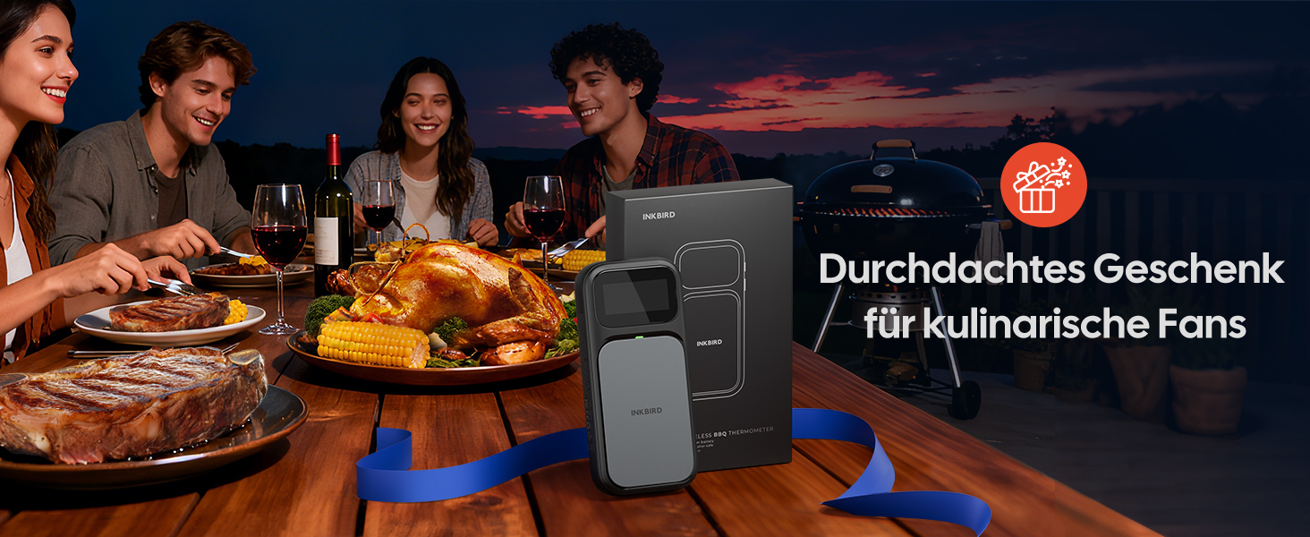 Термометр для м'яса INKBIRD INT-31-BW: бездротовий, Wi-Fi, Bluetooth, для приготування на грилі, в духовці, мангалі, фритюрниці