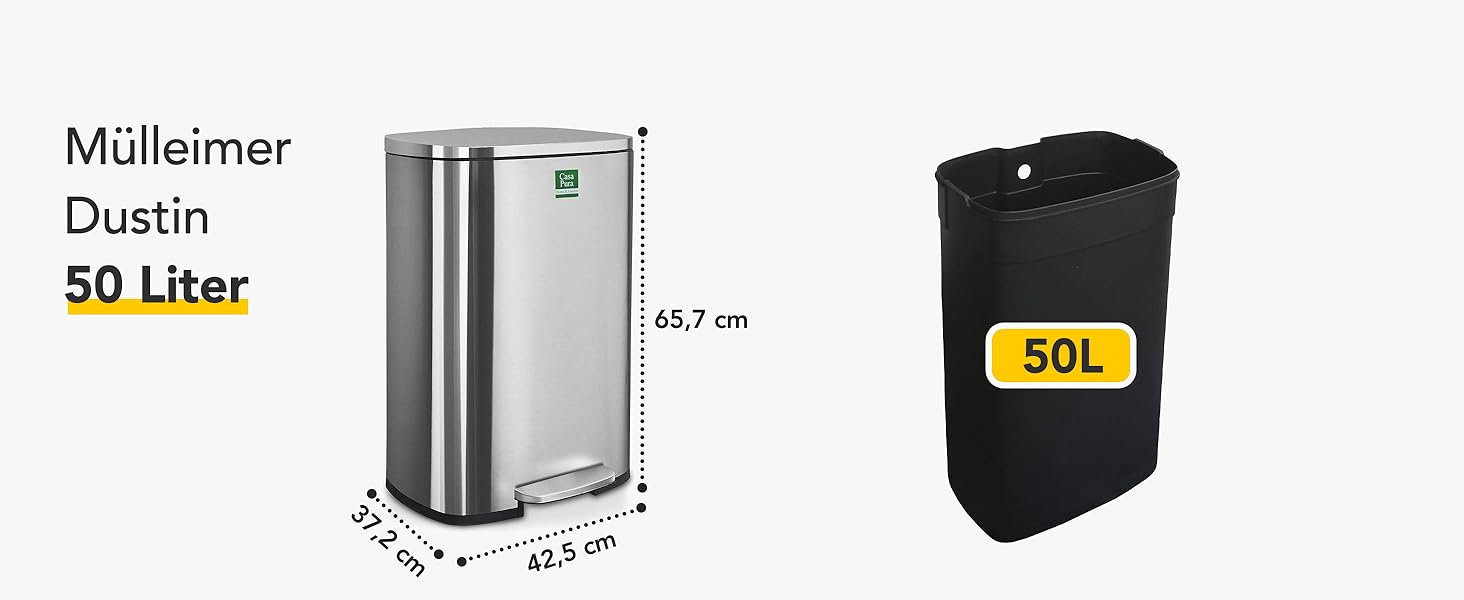 Відро для сміття Floordirekt Dustin 30 л з автоматичним закриттям та знімним внутрішнім відром для кухні