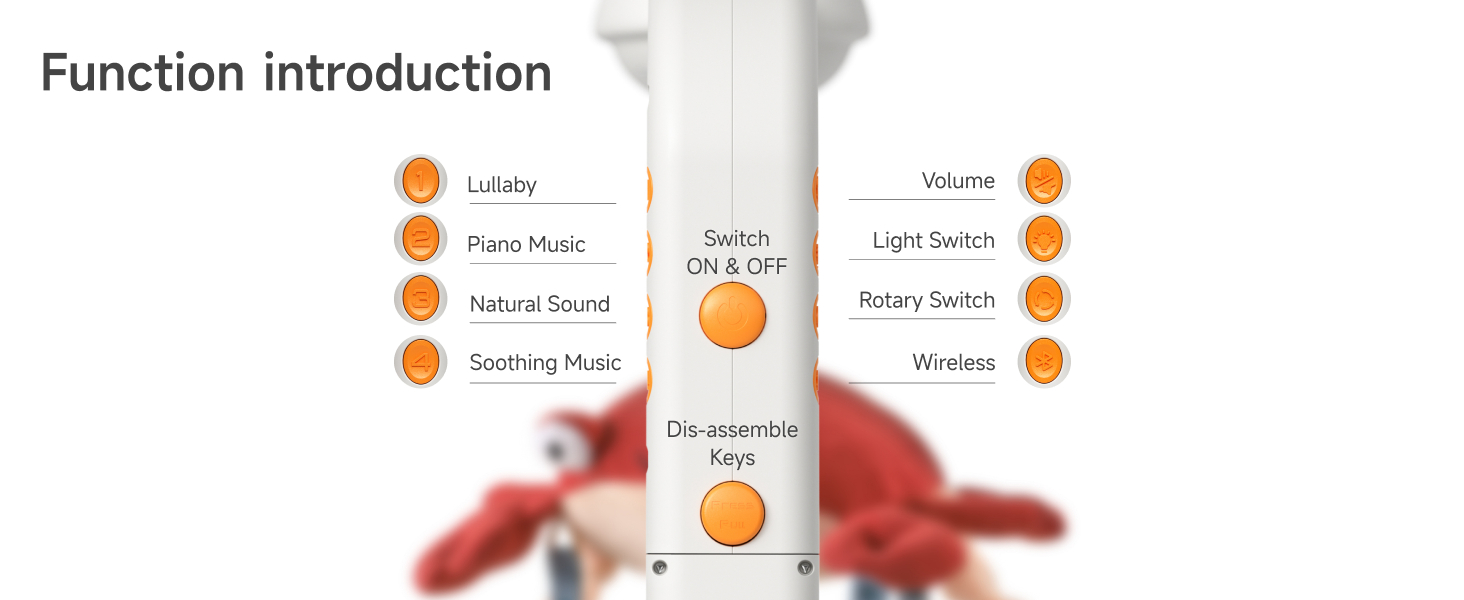 Мобіль для дитячої кроватки TUMAMA: музика, нічник, м'які іграшки, для немовлят 0-9 місяців
