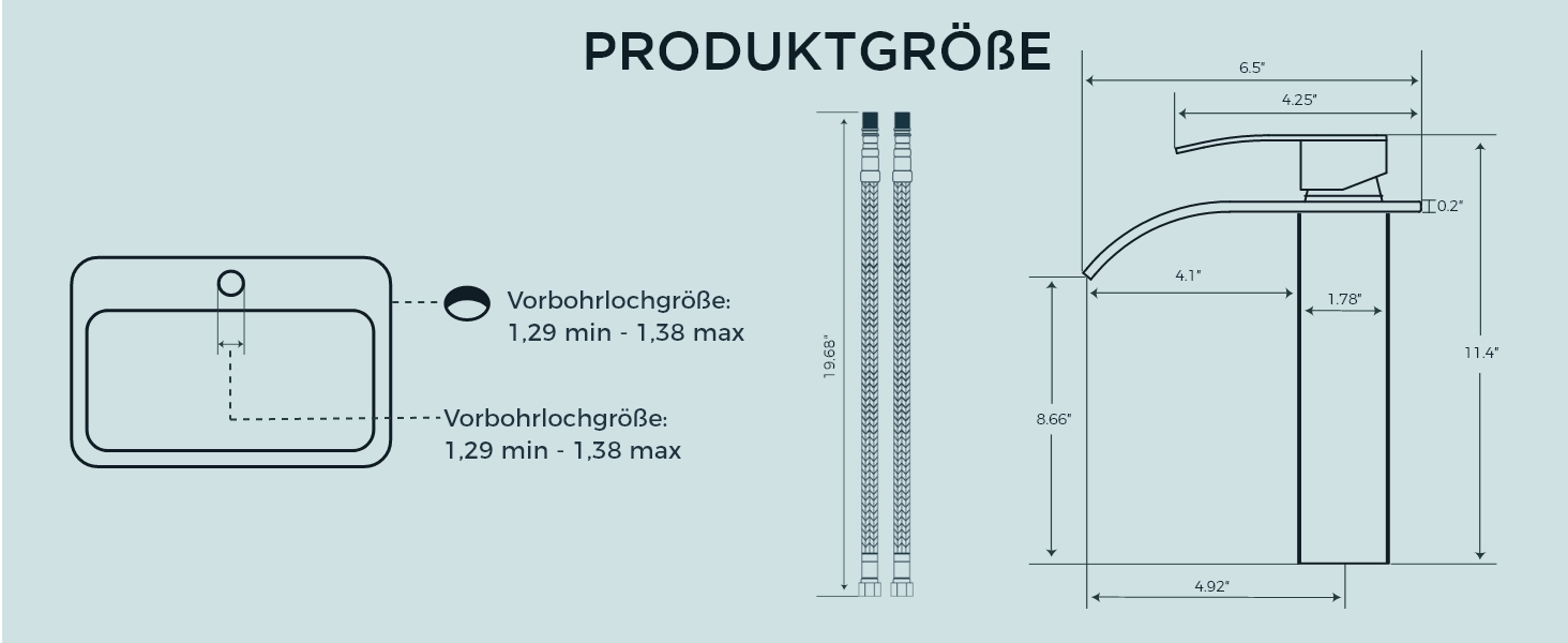 Змішувач для ванної кімнати FORIOUS з водоспадом, одноручний, для умивальника, хром, висота виливу 80 мм, економія води та енергії
