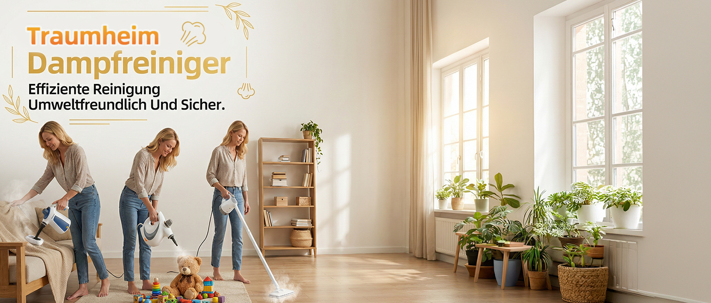 Портативний пароочисник для дому з аксесуарами, 3 бари, 1300 Вт, без хімікатів. Підходить для кухні, підлоги, плитки, диванів (білий)