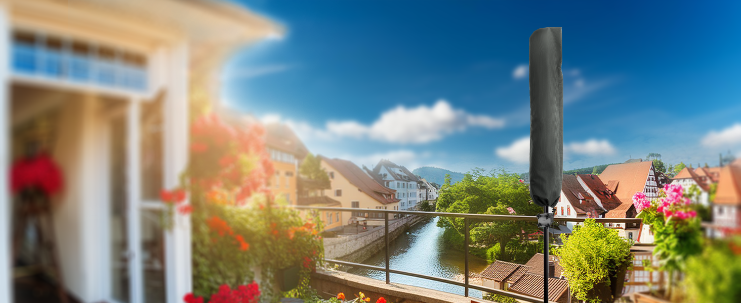 Чохол для парасольки Menz 2-4 м, 420D Oxford, водовідштовхувальний, UV-стійкий, захист від вітру, для саду (Чорний, 174x32/35 см)