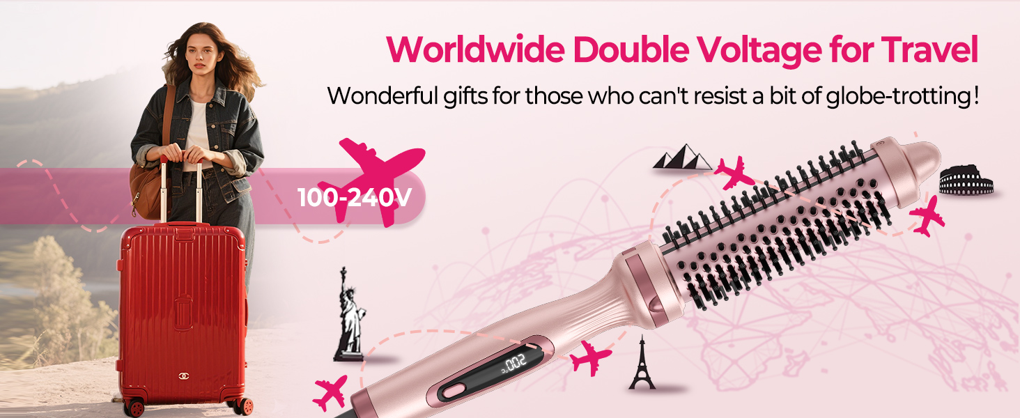 UKLISS Hairstyler 5 в 1: Фен-щітка, стайлер для волосся, плойка, насадки для об'єму та випрямлення (Класичний Рожевий)