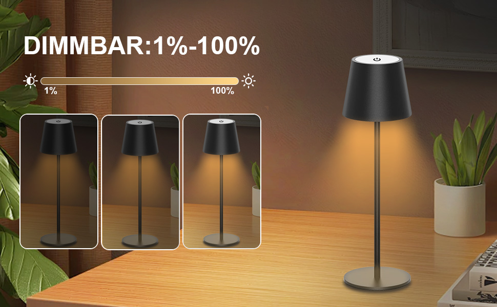 Акумуляторна LED-лампа Antela настільна бездротова диммерна IP44, 3000K/4000K/5000K, металева, для дому/відкритих просторів, 2 шт.