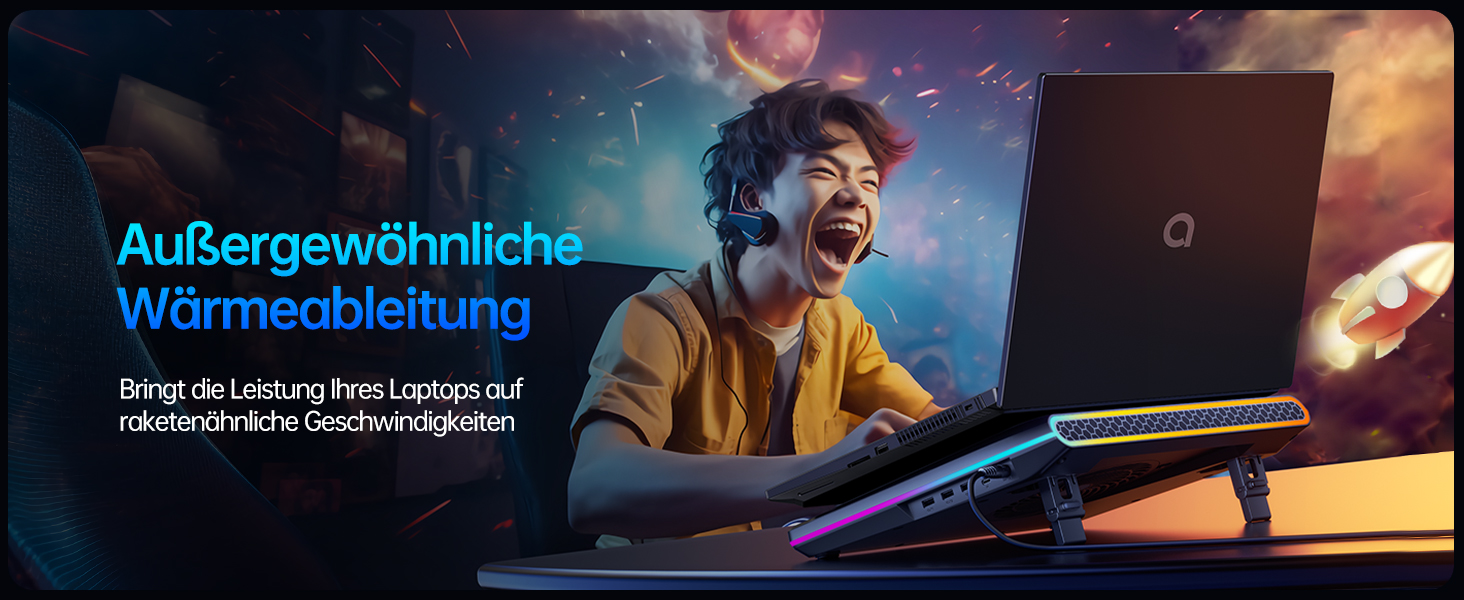 Ігровий охолоджувач для ноутбука llano V12 RGB Cooling Pad, підставка з вентиляторами, чорний