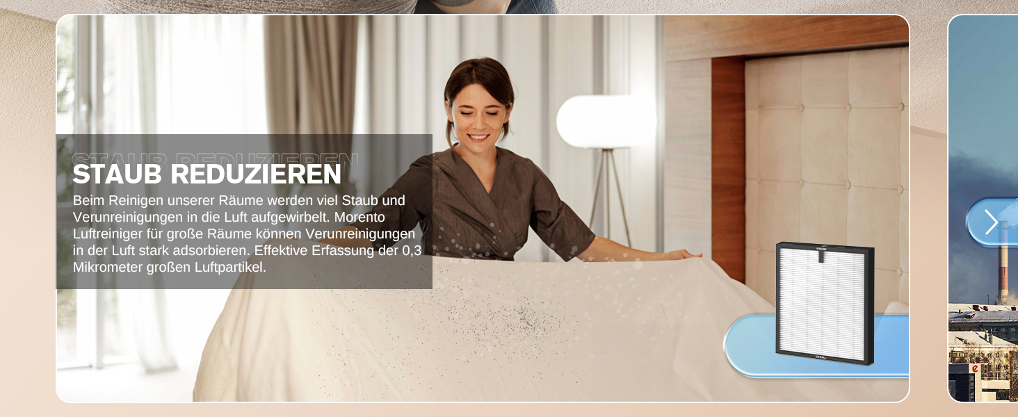 Повітряний очисник Smart для великих приміщень, для алергіків з HEPA фільтром, CADR 300 м³/год, зворотний зв'язок про якість повітря, автоматичний режим, 24 дБ, таймер, білий