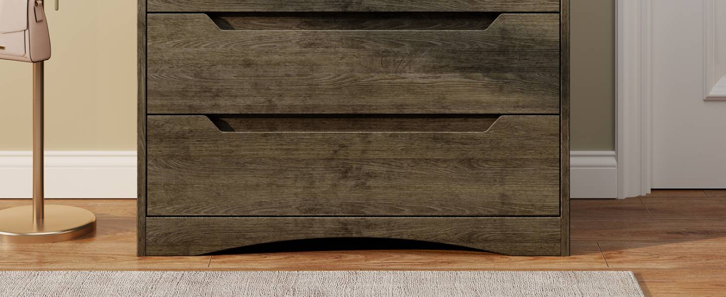 Комод Bealife для спальні з 4 великими шухлядами, шафа з шухлядами з вирізаними ручками та блокуванням від перекидання, ідеальний для вітальні, офісу (темно-сірий)