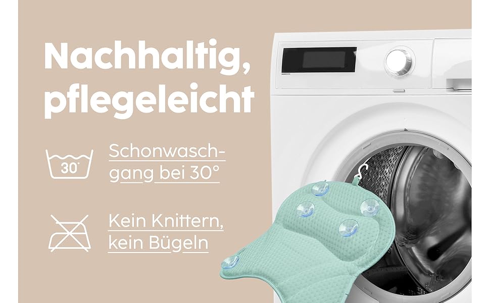 Подушка для ванни Vesta+ Badewannenkissen L з присосками, м'ятного кольору, для шиї та підтримки голови