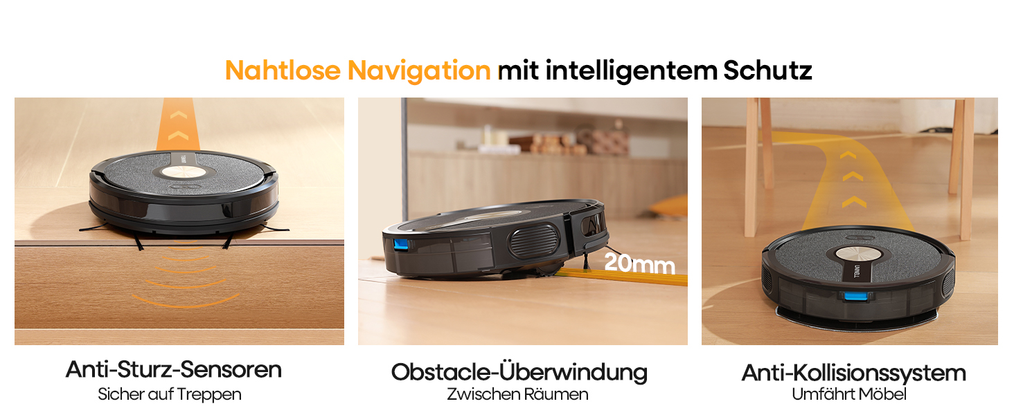 Робот-пилосос з функцією миття 5000Pa, 3-в-1 з часом роботи 180 хвилин, для прибирання шерсті тварин та килимів, з керуванням через додаток, чорний