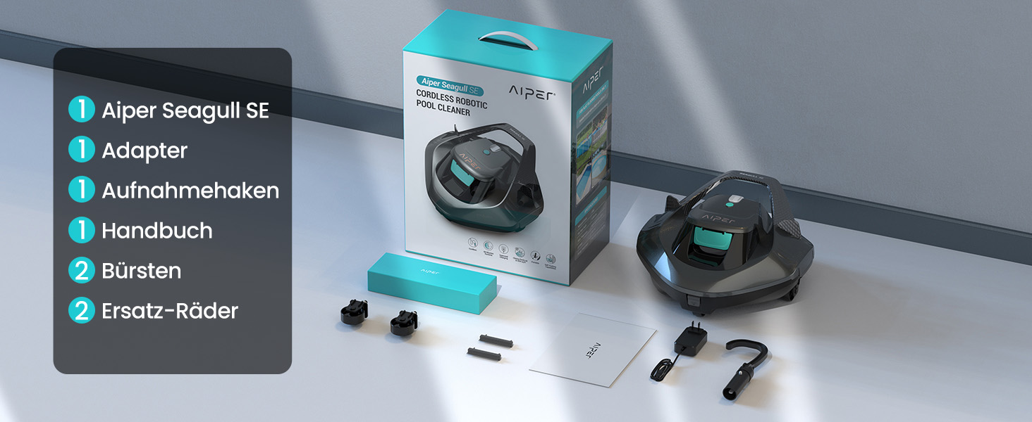 Робот-пилосос для басейну AIPER акумуляторний, бездротовий, до 90 хв, LED-дисплей, автопарковка, для наземних/підземних басейнів до 80 м²