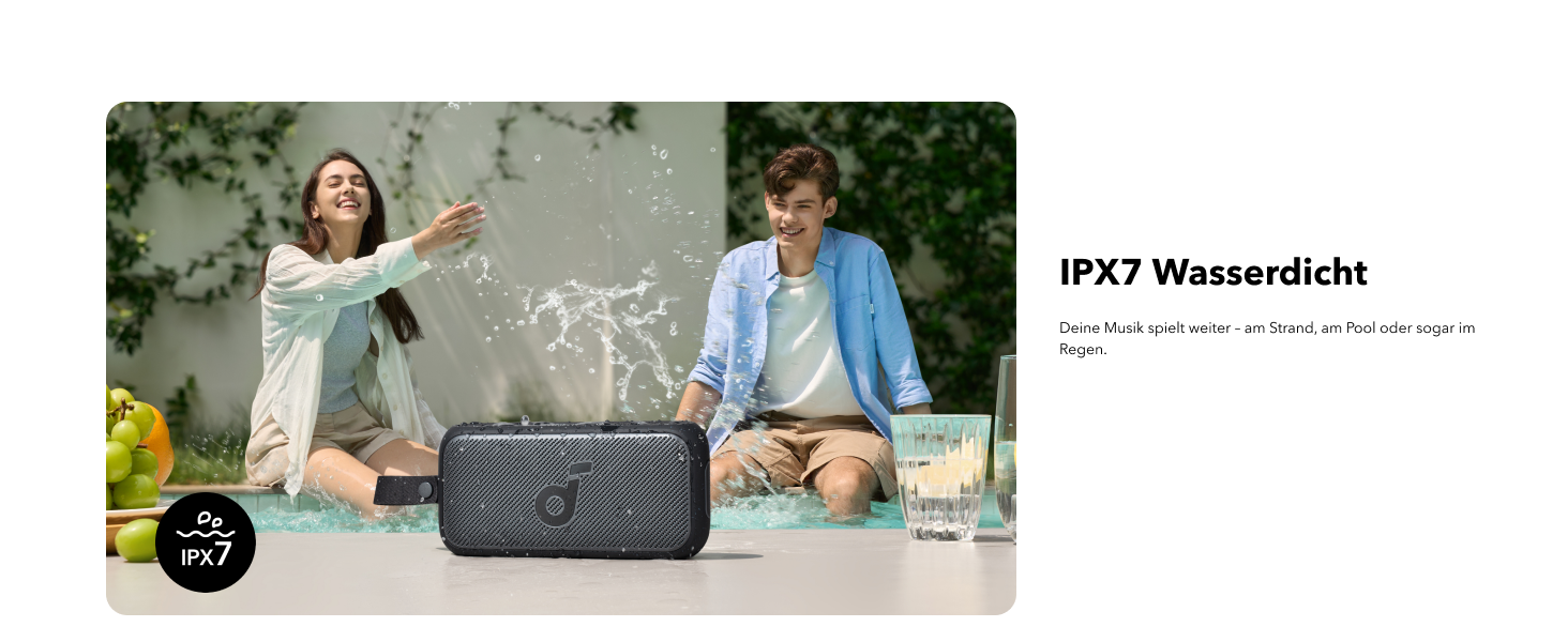 Soundcore Motion 300: Бездроковий портативний Bluetooth-динамік з BassUp, SmartTune, 30W, 13h, IPX7, для дому, саду, кемпінгу та подорожей (Чорний)