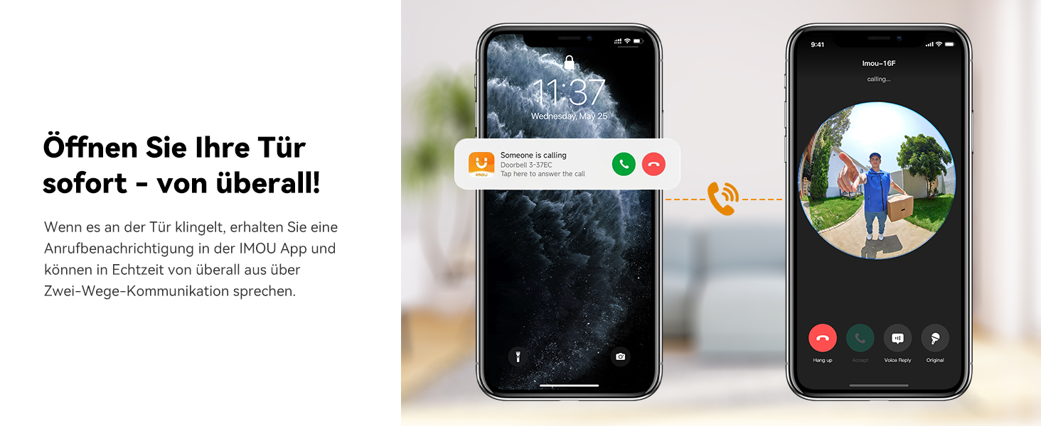 Відеодзвінок Imou DB3 KIT 4MP Panoramic, 2K+ WiFi, нічне бачення 5м, розпізнавання пакунків AI, двосторонній зв'язок