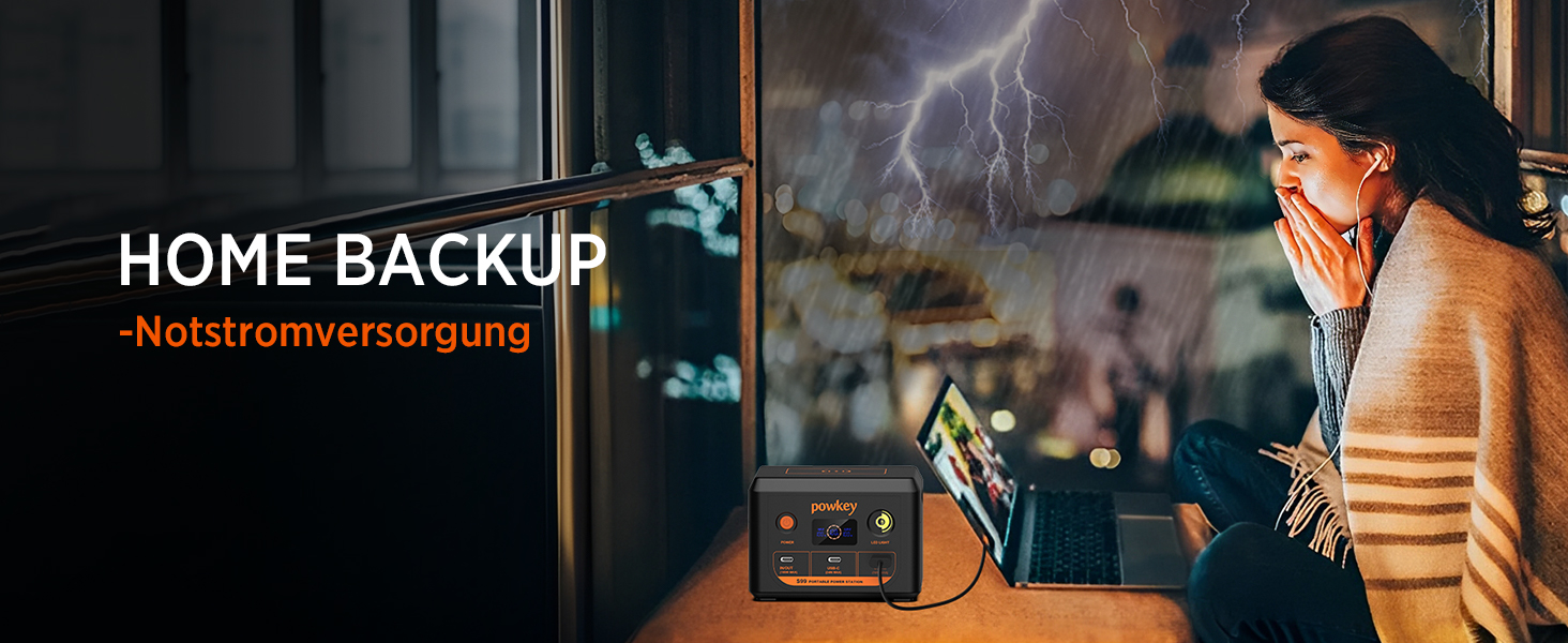 Портативна електростанція POWKEY 30000mAh з LiFePO4 акумулятором, 100W USB-C, LED-ліхтар для ноутбуків, iPhone, MacBook, Samsung та інших пристроїв