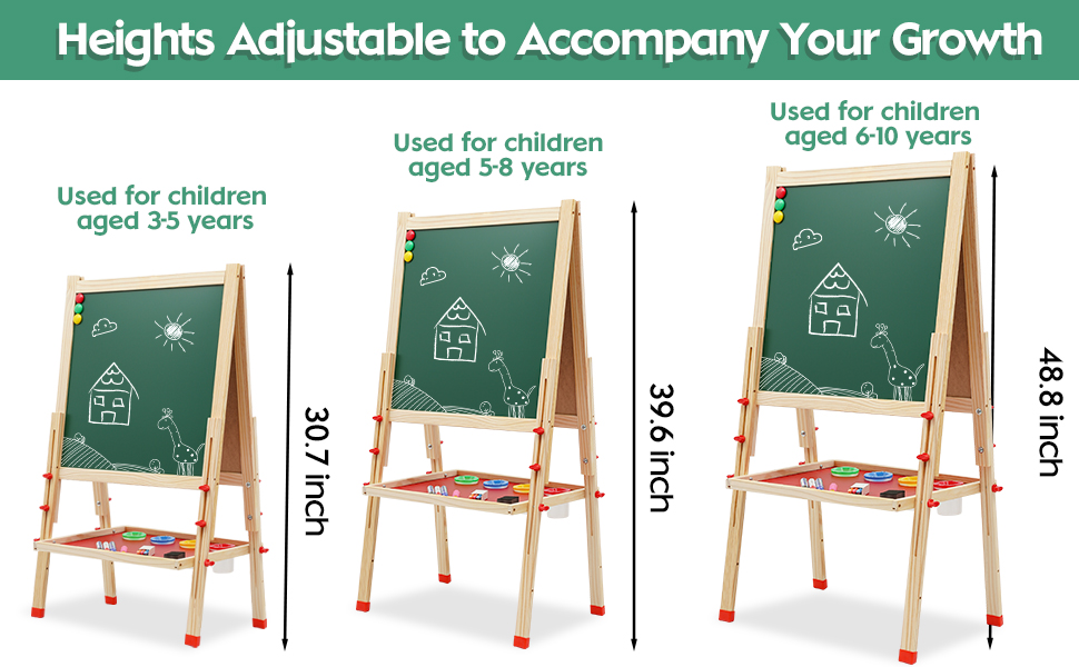 Дитячий мольберт Двостороння дошка та крейдяна дошка, регулюється по висоті, в т.ч. аксесуари від 3-х років