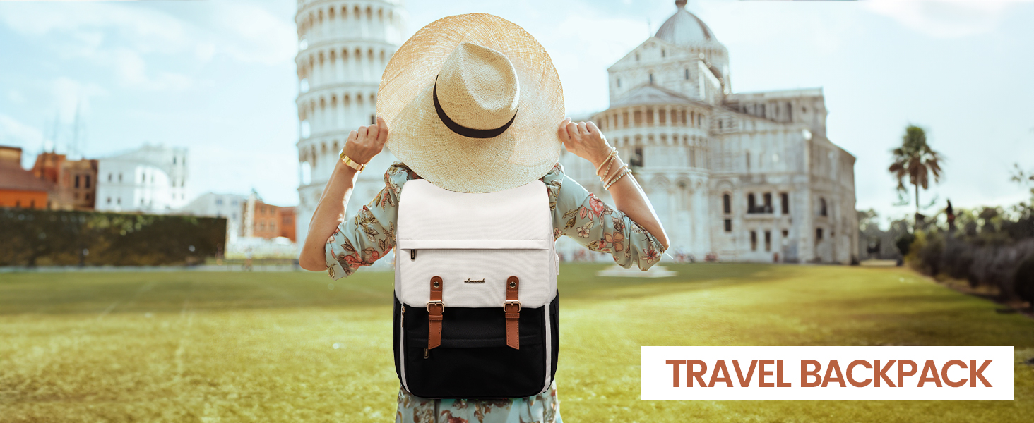 LOVEVOOK Рюкзак для жінок, рюкзак для ноутбука 15.6 дюймів, водонепроникний, для роботи, навчання, подорожей, стильний, бежевий & кавовий колір