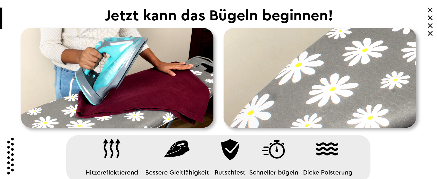 Чохол для гладильної дошки Encasa XO з фетровою підкладкою 3 мм, посиленням шнуром (підходить для стандартних міні-гладильних дошок 72x30 см), з терморефлексним покриттям, з принтом - Велике листя зелене, для міні-гладильних дошок