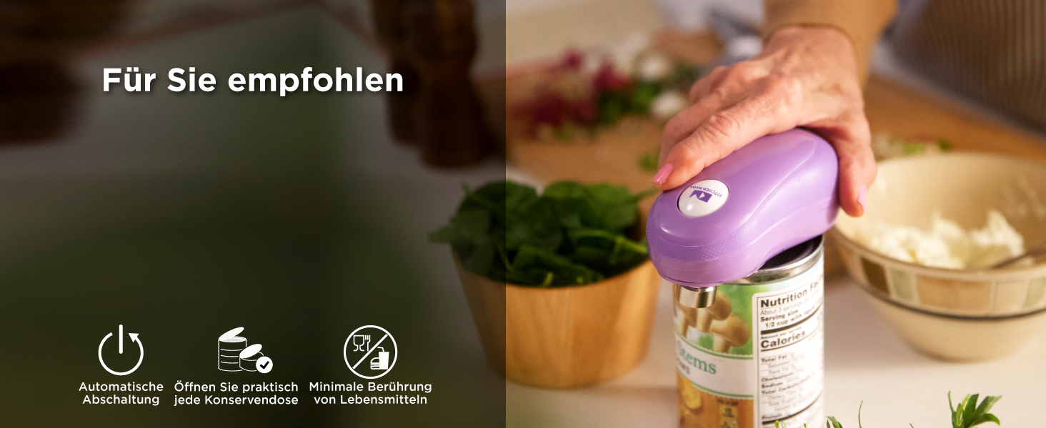 Електричний відкривач консерв Kitchen Mama 2.0: автоматичний, бездротовий, з гладкою кромкою, для безпечного відкривання, працює від батарейок (мармуровий чорний)