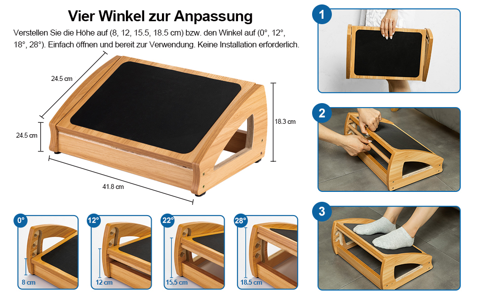 Підставка для ніг StrongTek під стіл, дерево, ергономічна, 3 положення, до 181 кг, для офісу