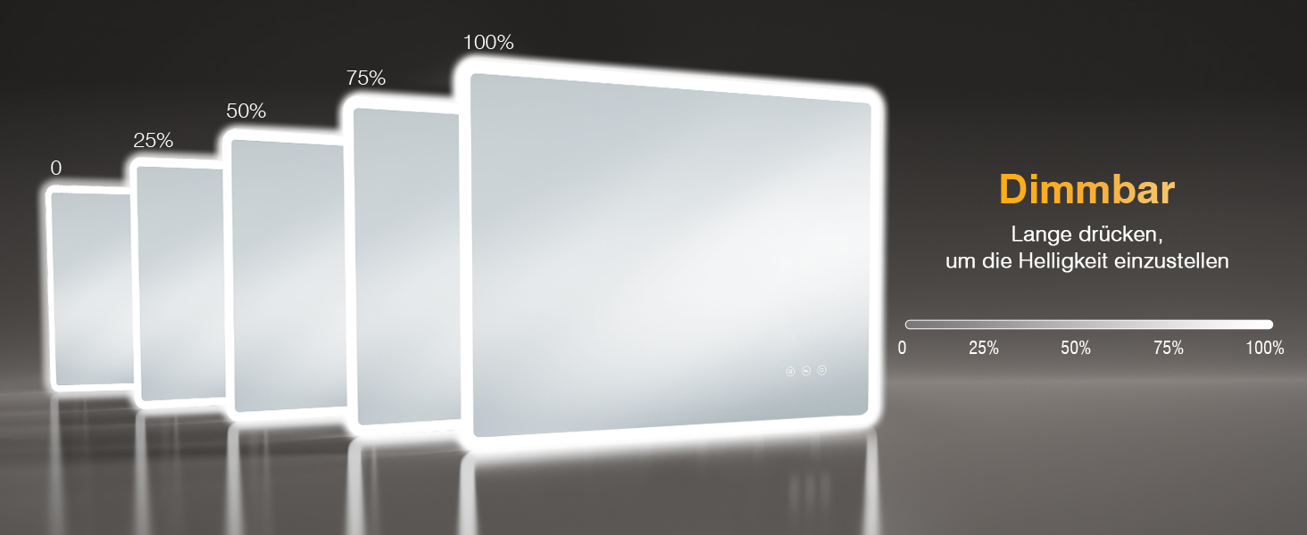 LED дзеркало для ванної кімнати 80x60 см з підсвічуванням, диммування, антизапар, 3 кольори світла, IP44, функція пам'яті, горизонтальне/вертикальне кріплення