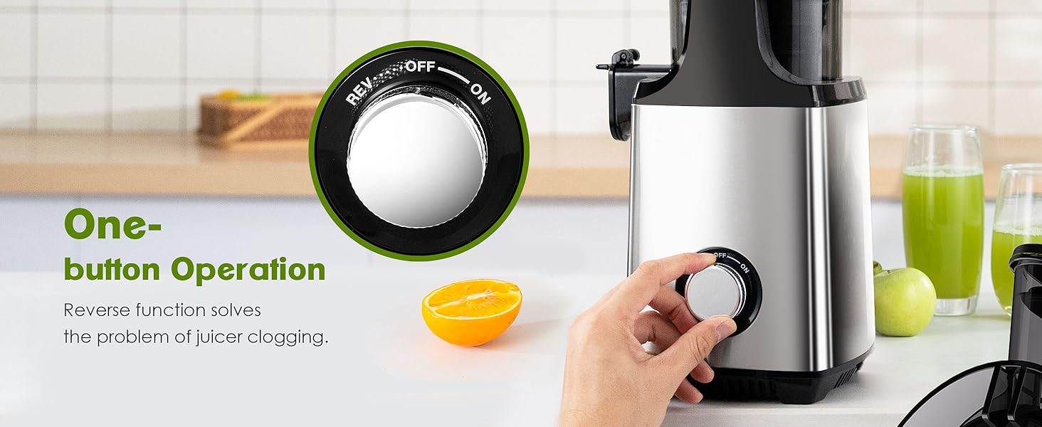 Фреш-прес Fretta Slow Juicer: повільний соковитискач з нержавіючої сталі, 135 мм, 1.8 л, з функцією реверсу, BPA Free, 250W сірий