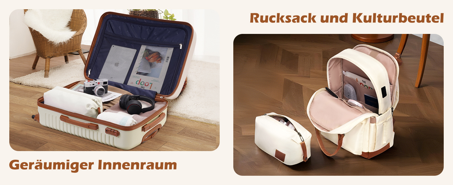 Набір валіз COOLIFE 5 в 1: велика валіза на коліщатках, рюкзак та аксесуари (темно-зелений/коричневий)