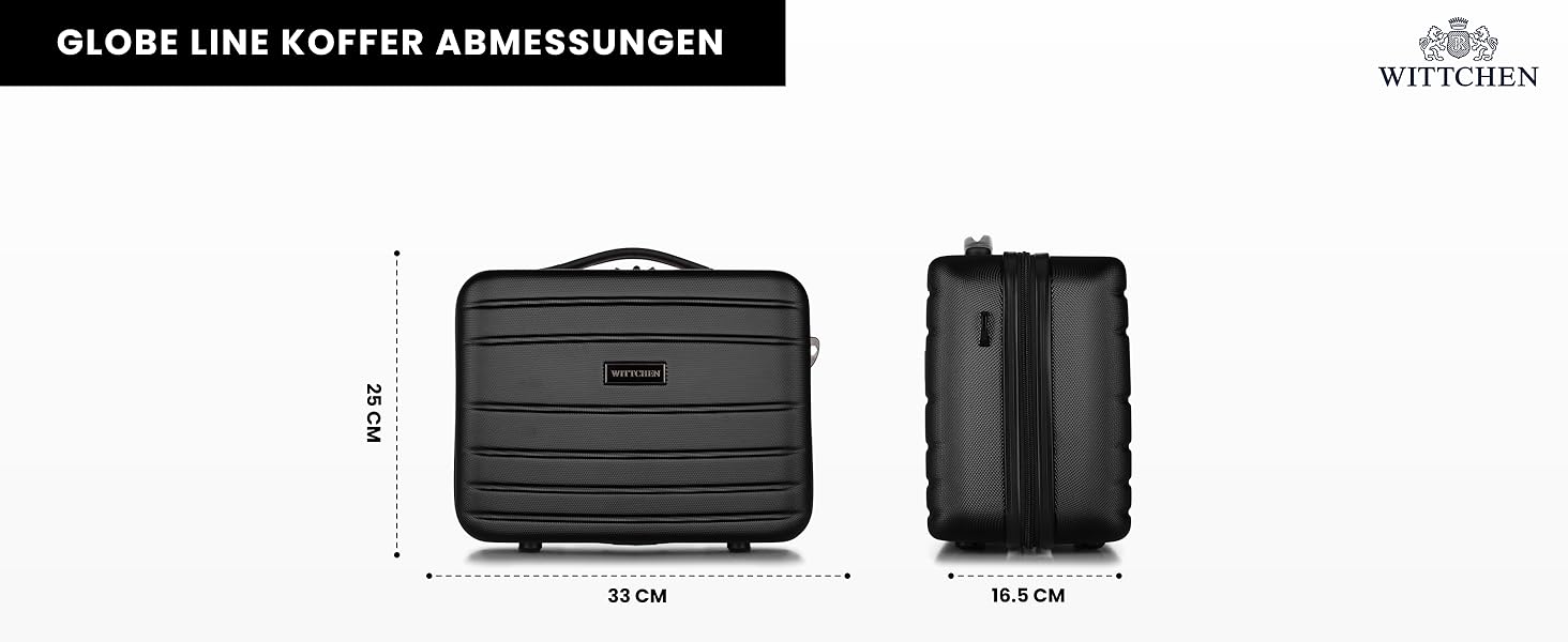 Чемодан для косметики/ручної поклажі WITTCHEN Globe Line | ABS, кодовий замок, 25 x 33 x 16,5 см, чорний | Підходить для Lufthansa, Eurowings, Ryanair, Condor, Discover Airlines