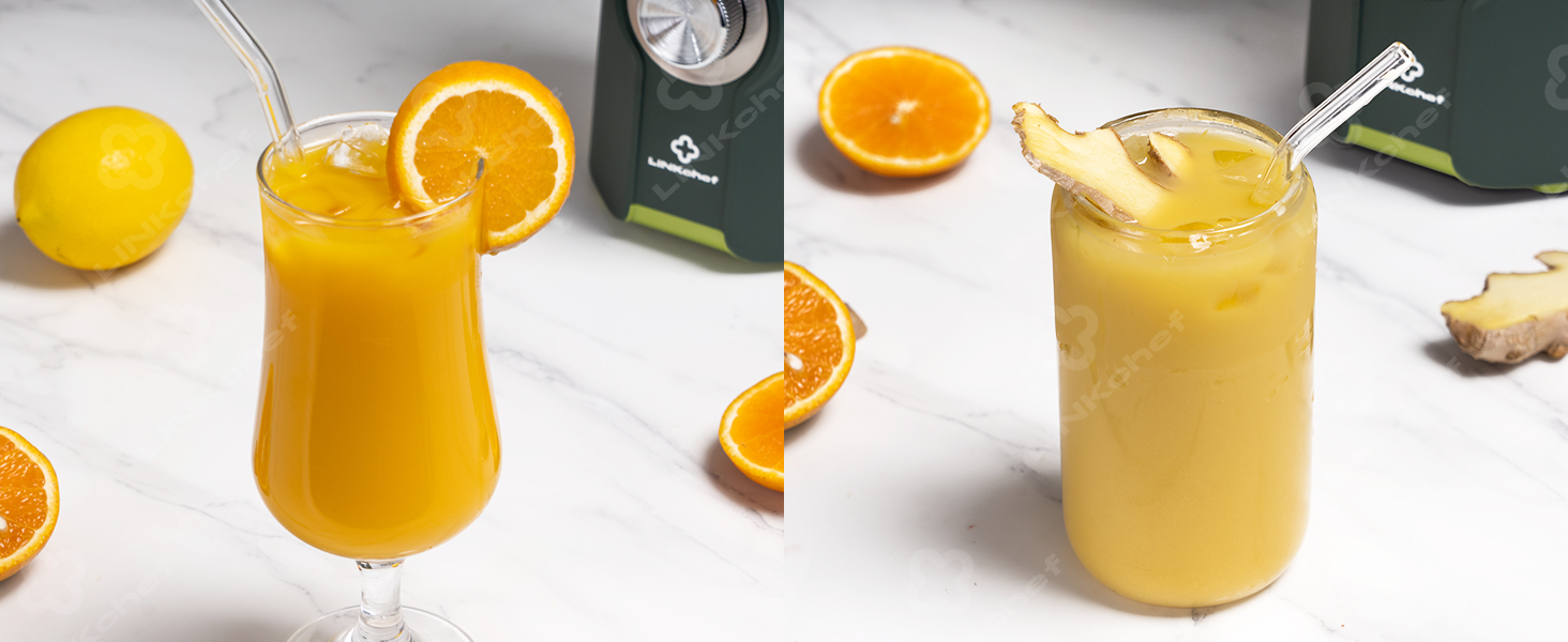 LINKChef Швидковичавник Slow Juicer: холодний віджим, для овочів та фруктів, легко миється, BPA Free, 200W (зелений)