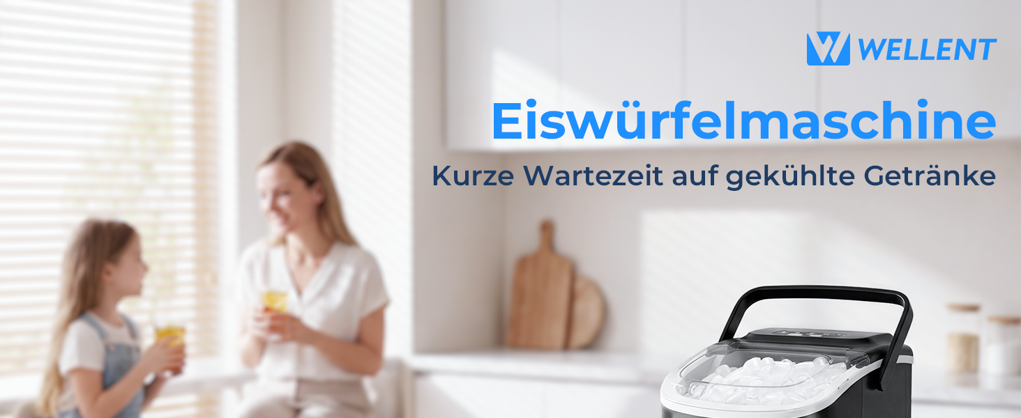 Льодогенератор Klarstein Ice Maker – Швидке виробництво льоду (12 кг/24 год), 2 розміри кубиків, самоочищення, для дому, кухні, офісу, бару – Чорний