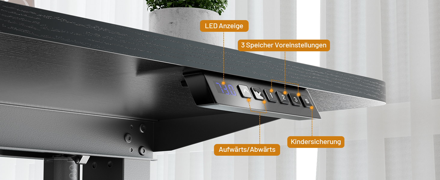 Регульований стіл з підняттям USB-портами та розеткою, 100 x 60 см. Електричний стіл, комп'ютерний стіл з пам'яттю 3-ох функцій, білий колір (чорний, 100 x 60 см)