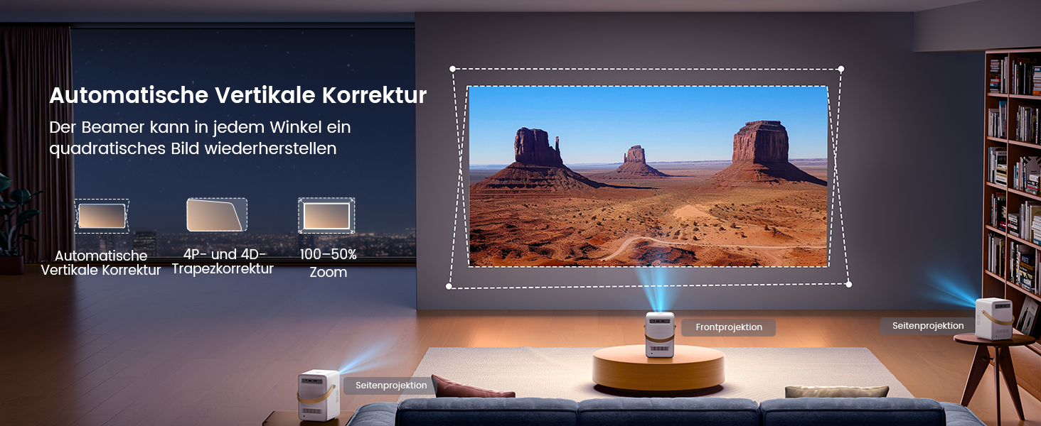 Проектор Toptro Mini Beamer: 1080P Full HD, Android TV, WiFi, Bluetooth, 300 ANSI, Зовнішній, Компактний, з Електричним Фокусом