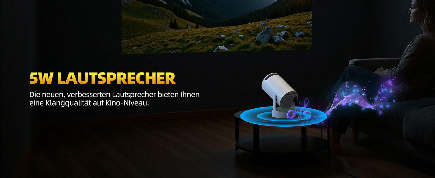 Портативний проєктор PR08A: 4K Smart Beamer з Wi-Fi 6, Bluetooth 5.4, динаміком 5W та Keystone 270° (Android 11, HDMI, TV Stick, Laptop)