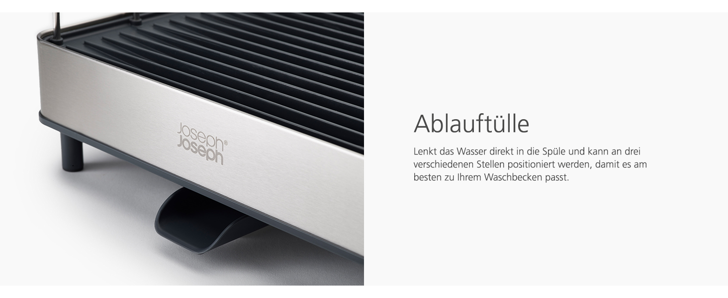 Сушарка для посуду Joseph Joseph Extend Max Steel з контейнером для столових приладів, сіра, нержавіюча сталь - велика місткість