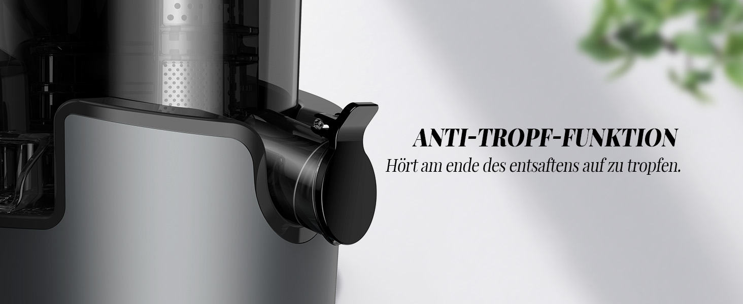 Електричний соковитискач GDOR з великою завантажувальною воронкою 90 мм, висока врожайність, тихий, BPA-free, легко миється, 200W, сірий