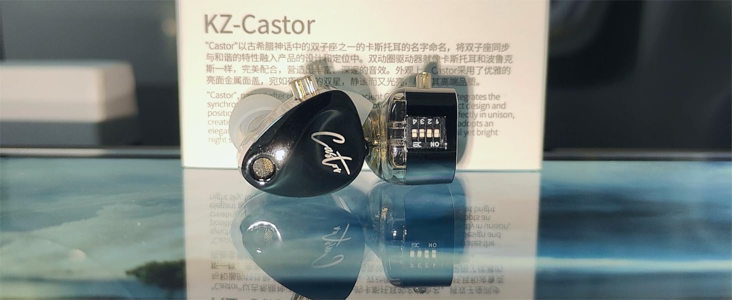 Вушний монітор keephifi KZ Castor IEM 2DD, дротовий HiFi, Bass Edition, 2-pin, Чорний